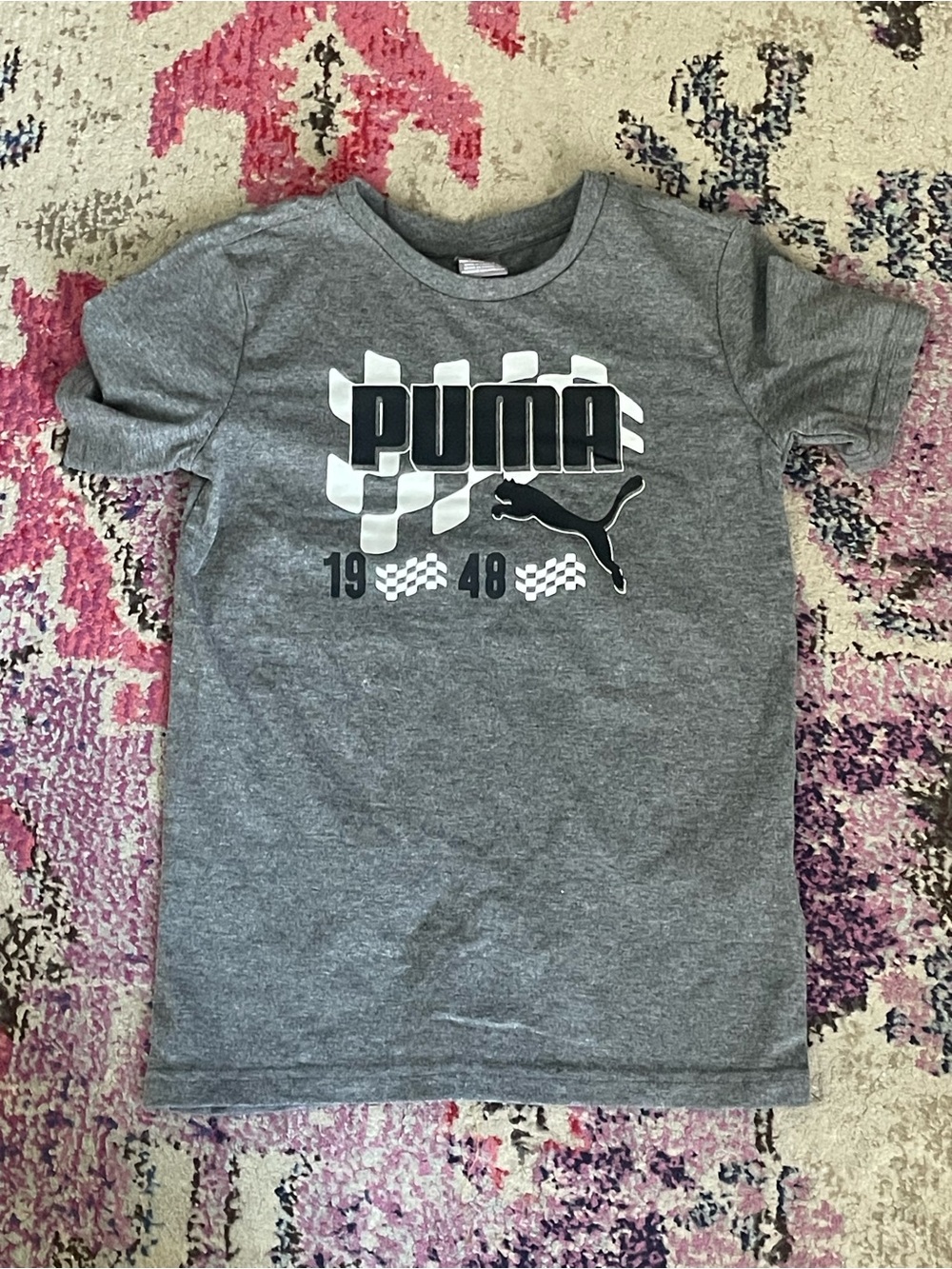 Puma Gray Short-Sleeve Racing Logo Tee